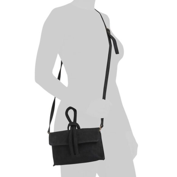 MARLON Made In Italy Suede Knot Pochette Shoulder Bag - Picture 4 of 4